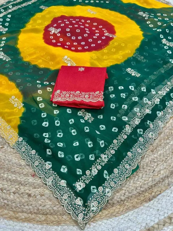 PIYU_P1051_LEHERIYA_BANDHANI-3_Green_Saree