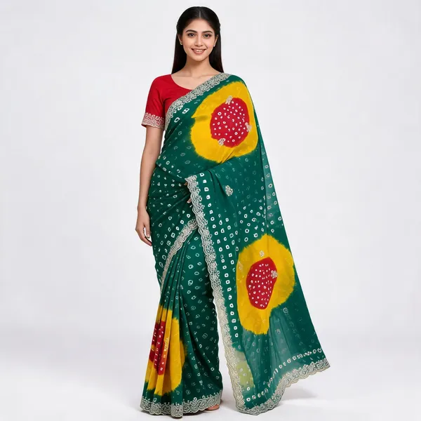 PIYU_P1051_LEHERIYA_BANDHANI-3_Green_Saree