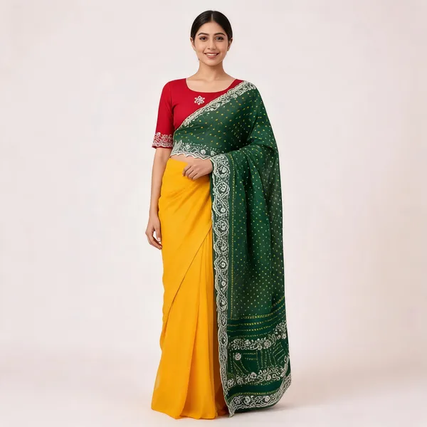 PIYU_P1052_LEHERIYA_BANDHANI-1_Yellow-Green_Saree