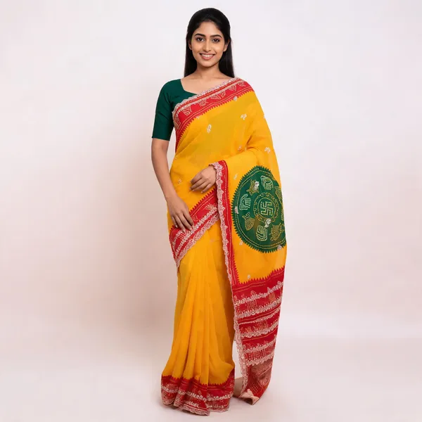 PIYU_P1052_LEHERIYA_BANDHANI-1_Yellow-Red_Saree