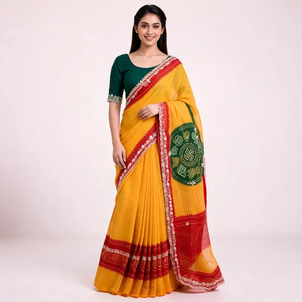 PIYU_P1052_LEHERIYA_BANDHANI-1_Yellow-Red_Saree