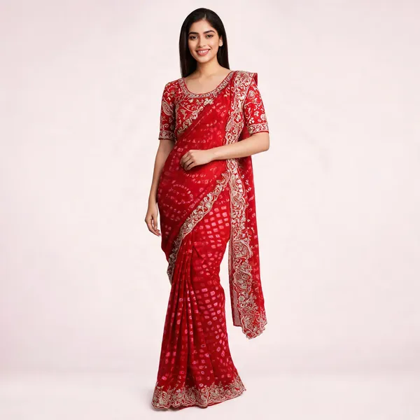 PIYU_P1061_MANGO_Red_Saree