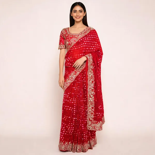 PIYU_P1061_MANGO_Red_Saree
