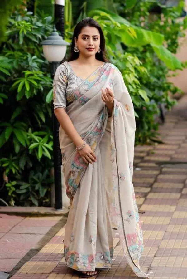 PIYU_P1062_ROSE_Grey_Saree