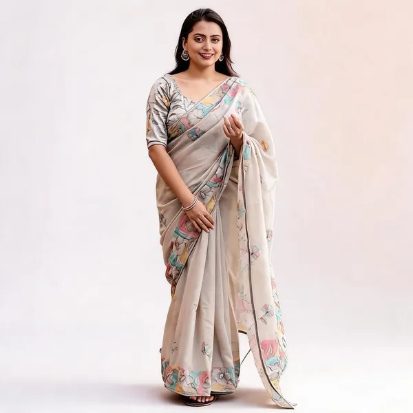 PIYU_P1062_ROSE_Grey_Saree