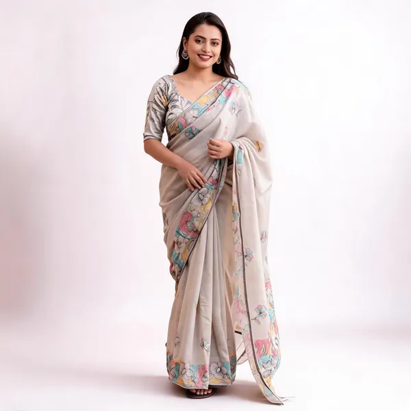 PIYU_P1062_ROSE_Grey_Saree