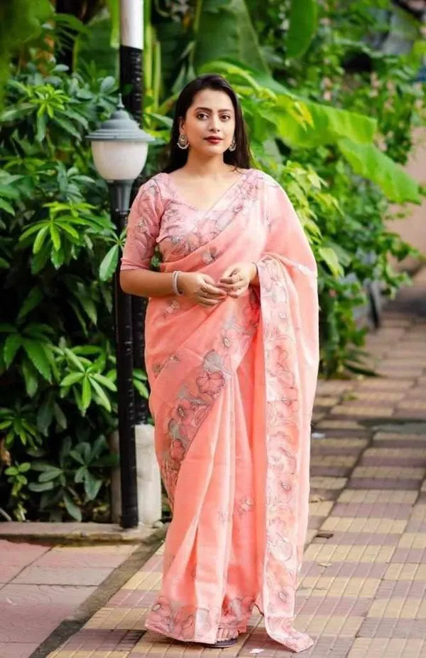 PIYU_P1062_ROSE_Peach_Colour_Saree