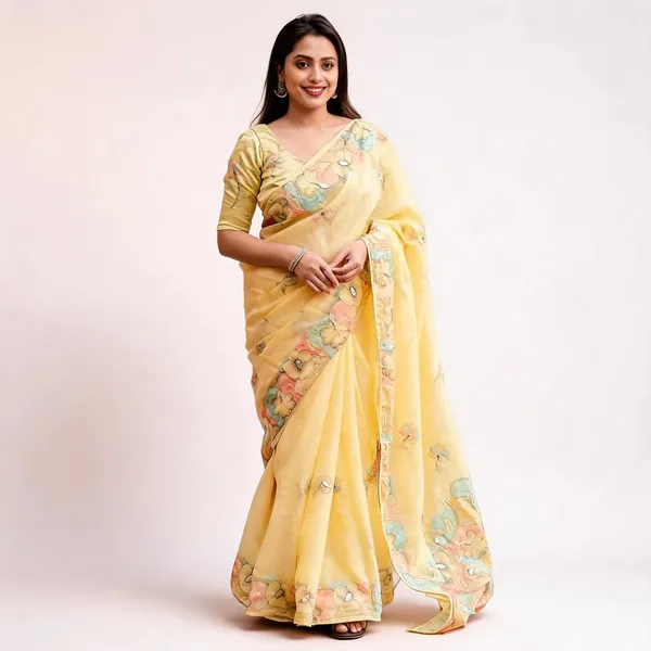 PIYU_P1062_ROSE_Yellow_Saree