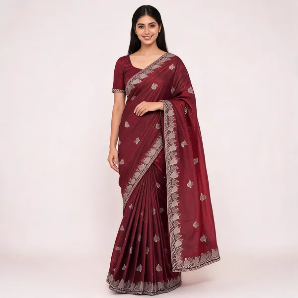PIYU_P1068_Panchmukhi_Maroon_Saree
