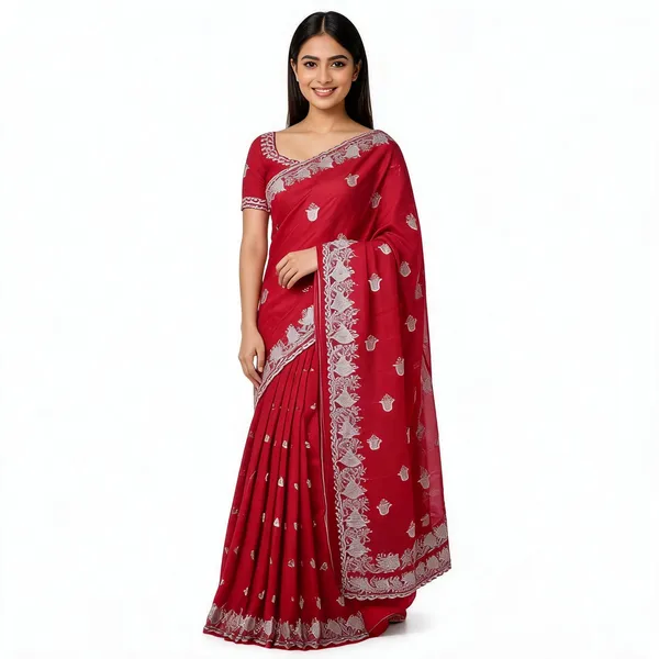 PIYU_P1068_Panchmukhi_Red_Saree