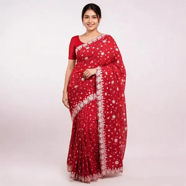 PIYU_P1071_STAR_COIN_RED_SAREE