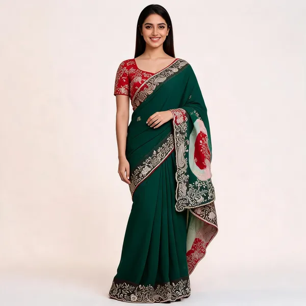 PIYU_P1094_LADDU_MANGO_GREEN_SAREE