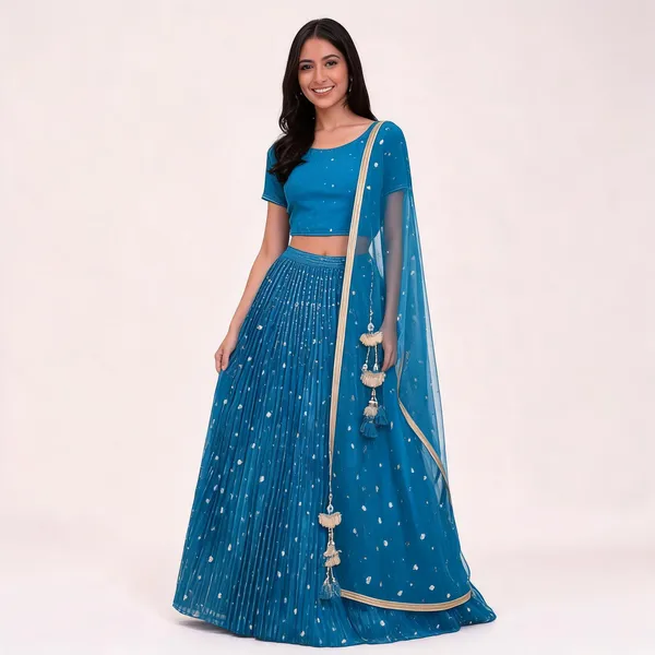 QRC_332_Foux_Gorgette_Semi_Stitch_Lehengha