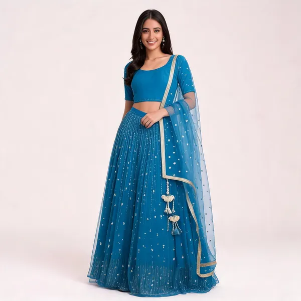QRC_332_Foux_Gorgette_Semi_Stitch_Lehengha