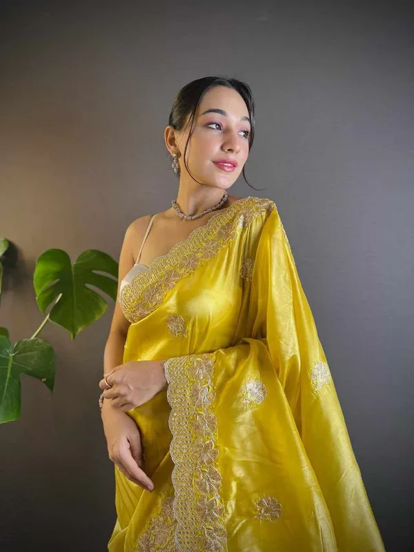 RC_5084_Mustard_Gold_Crunchy_Designer_Saree