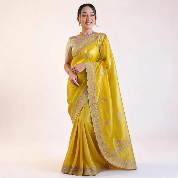 RC_5084_Mustard_Gold_Crunchy_Designer_Saree
