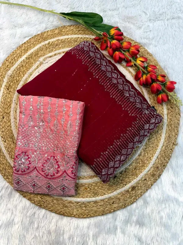 RC_chiffon_sequins_red_beautiful_saree