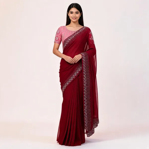 RC_chiffon_sequins_red_beautiful_saree