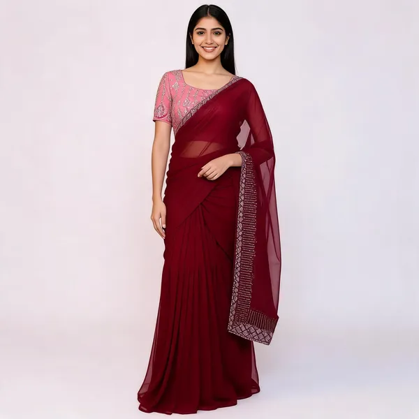 RC_chiffon_sequins_red_beautiful_saree
