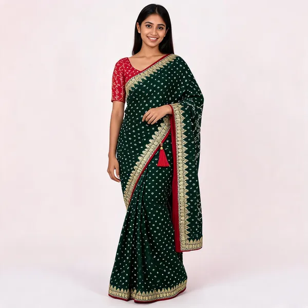 RC_Green_Bandhej_Georgette_heavy_Coding_Sequence_border_Saree