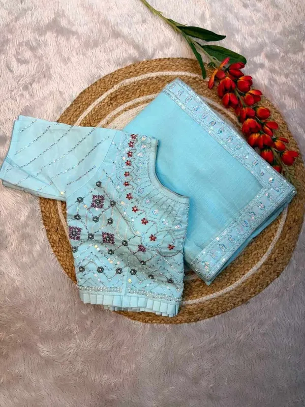 RC_Party_Wear_Blue_Crush_Shining_Saree_With_Beautiful_Heavy_Handwork