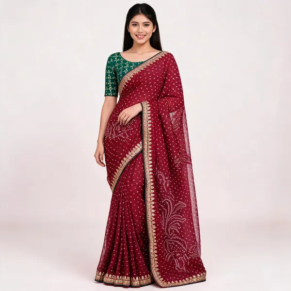 RC_Pink_Bandhej_Georgette_heavy_Coding_Sequence_border_Saree