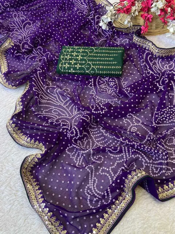 RC_Purple_Bandhej_Georgette_heavy_Coding_Sequence_border_Saree