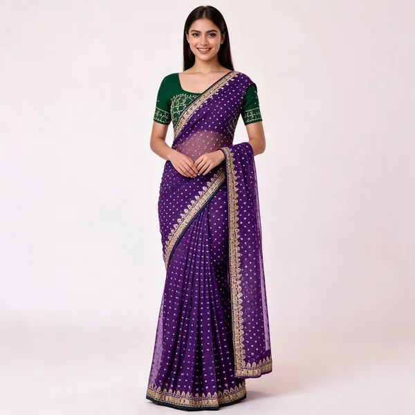 RC_Purple_Bandhej_Georgette_heavy_Coding_Sequence_border_Saree