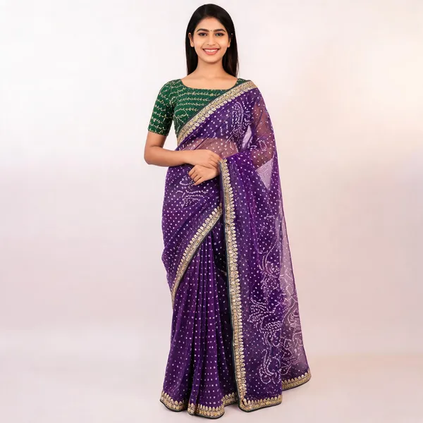RC_Purple_Bandhej_Georgette_heavy_Coding_Sequence_border_Saree