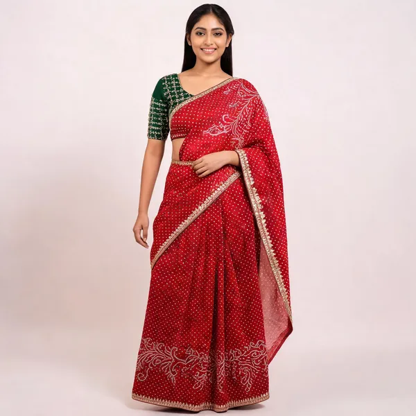 RC_Red_Bandhej_Georgette_heavy_Coding_Sequence_border_Saree