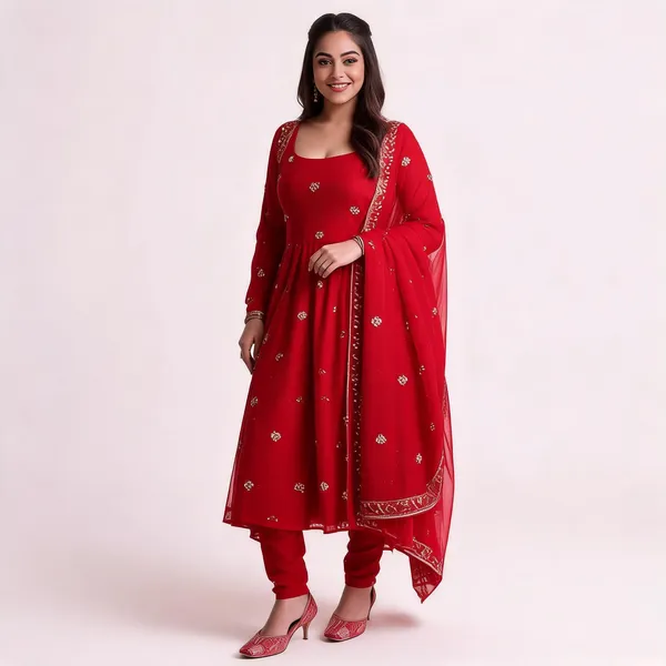 RTC_5872_Foux_Gorgette_Beads_with_moti_handwork_Readymade_Dress