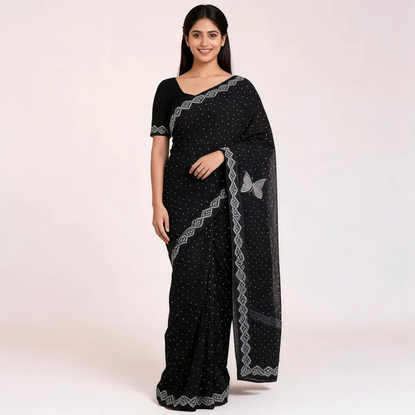 S4s_Black_Siroski_Butterfly_Stones_Lace_Georgette_Party_Wear_Saree