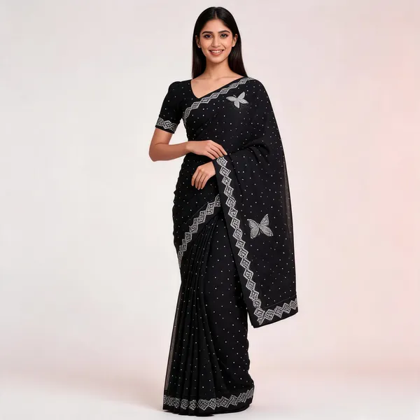 S4s_Black_Siroski_Butterfly_Stones_Lace_Georgette_Party_Wear_Saree