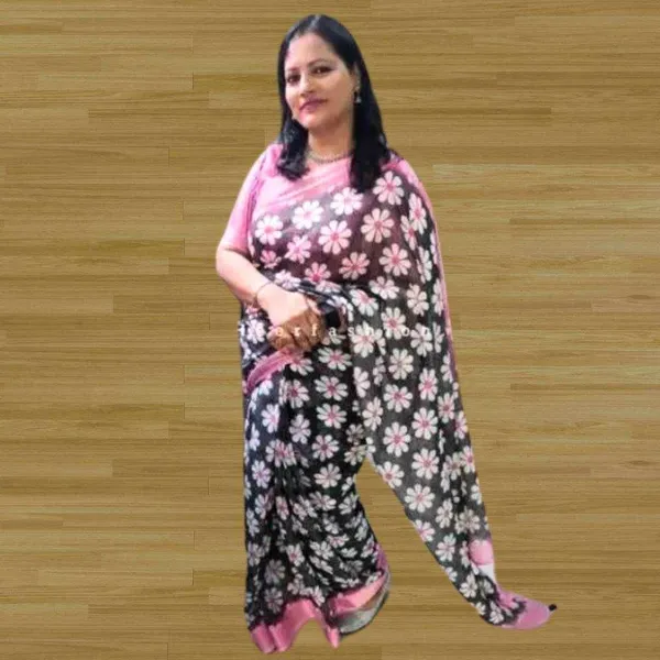 S4S_Cotton_Linen_Black_Flower_Saree