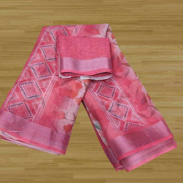 S4S_Linen_Baby_Pink_Flower_Digital_Print_Cotton_Saree
