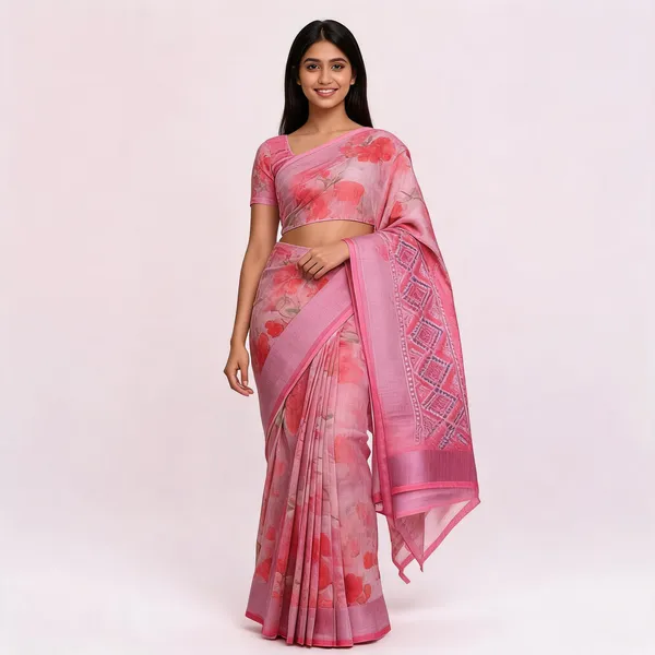 S4S_Linen_Baby_Pink_Flower_Digital_Print_Cotton_Saree