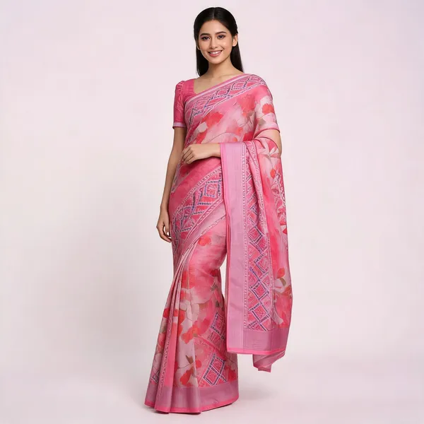 S4S_Linen_Baby_Pink_Flower_Digital_Print_Cotton_Saree
