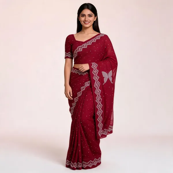S4s_Maroon_Siroski_Butterfly_Stones_Lace_Georgette_Party_Wear_Saree