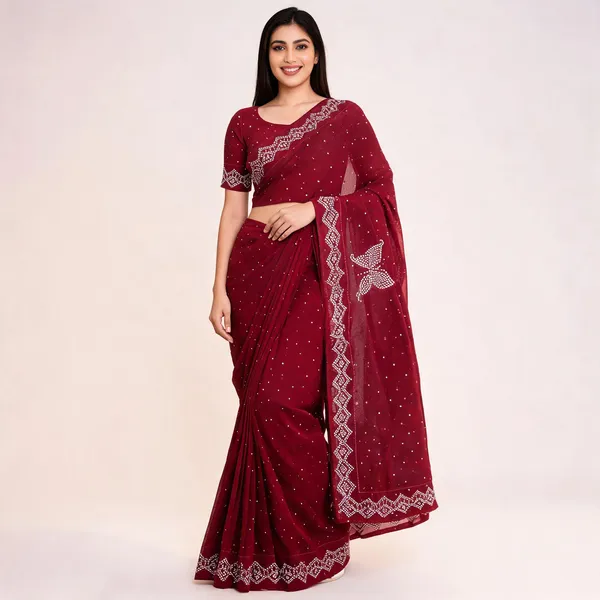 S4s_Maroon_Siroski_Butterfly_Stones_Lace_Georgette_Party_Wear_Saree