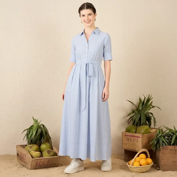 Linen_Buttoned_Down_Shirt_Dress_With_Belt_(With_Lining)