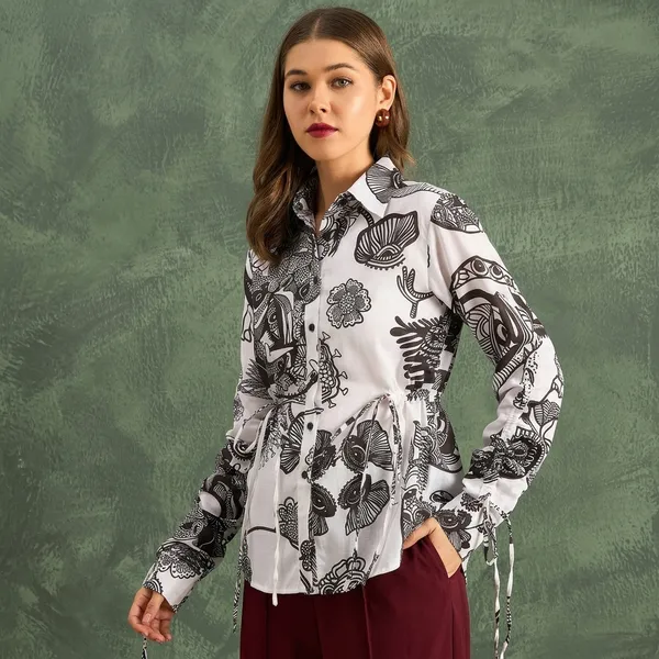 Cinch_Waist_Pure_Cotton_Tie-Up_Shirt