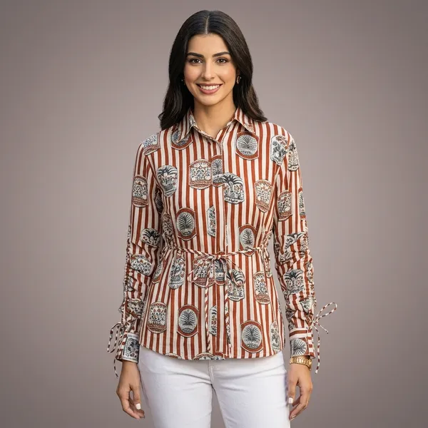 Cinch_Waist_Pure_Cotton_Tie-Up_Shirt