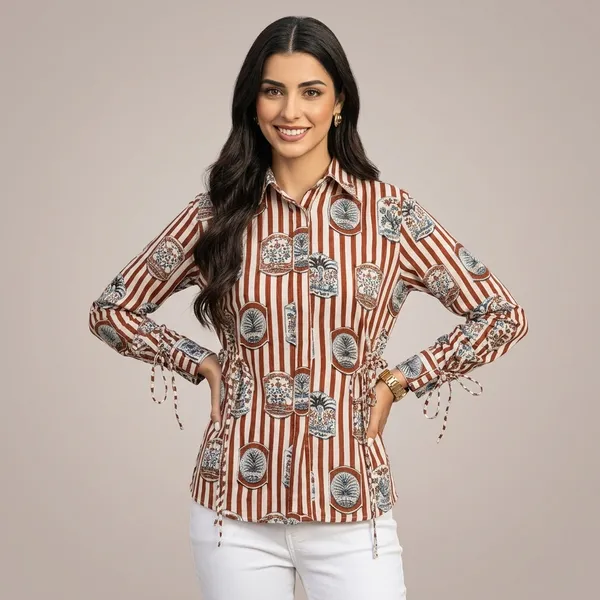 Cinch_Waist_Pure_Cotton_Tie-Up_Shirt