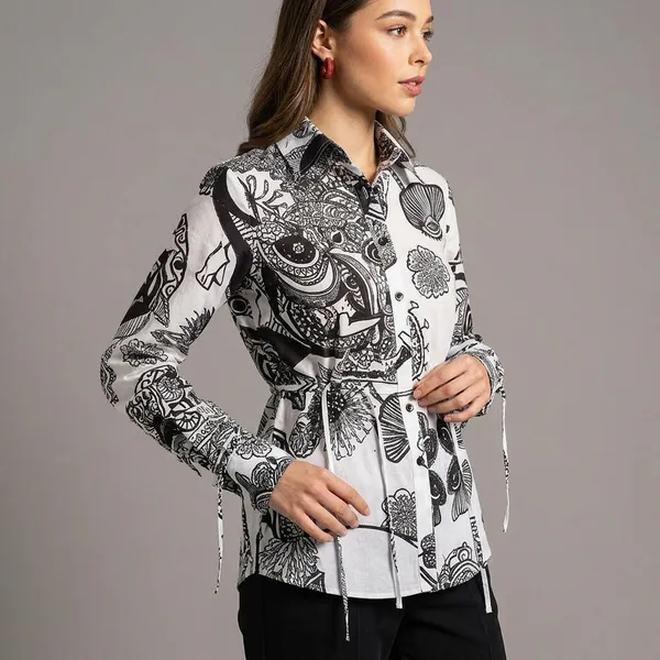 Cinch_Waist_Pure_Cotton_Tie-Up_Shirt