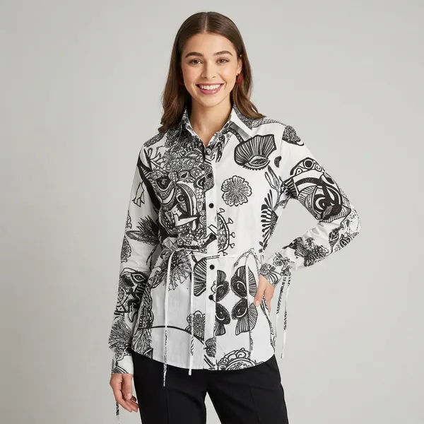Cinch_Waist_Pure_Cotton_Tie-Up_Shirt