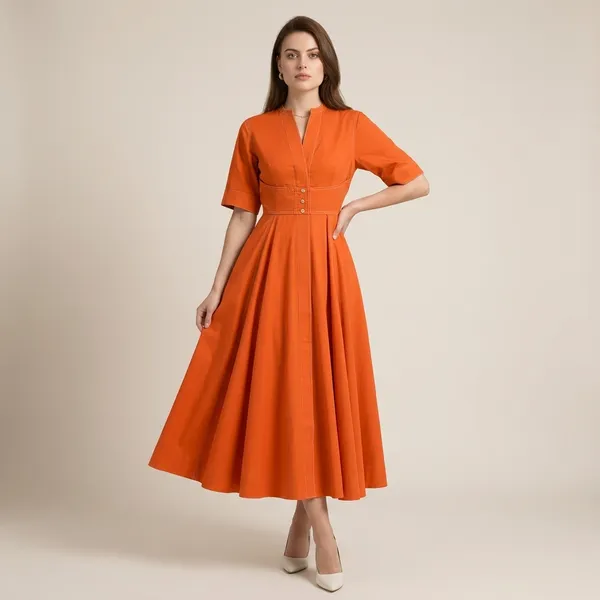 Corset_Panelled_Cotton_Midi_Dress