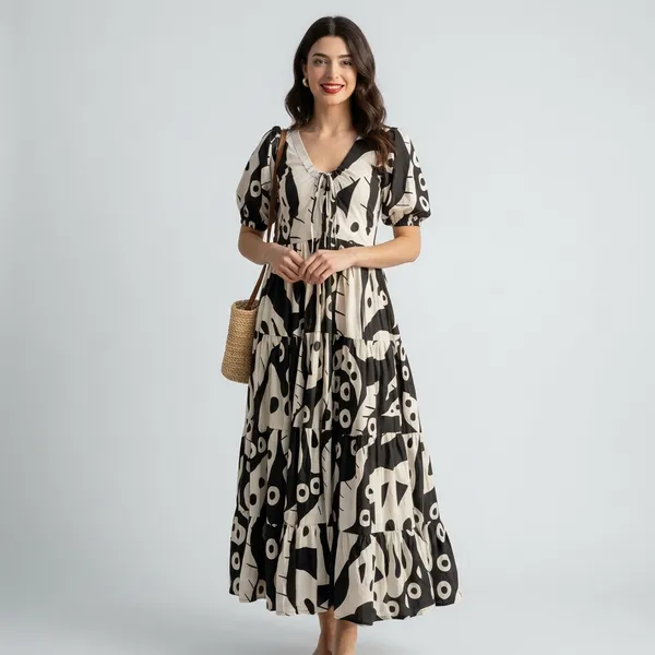 Pure_Cotton_Neck_Tie_Up_Maxi_Dress