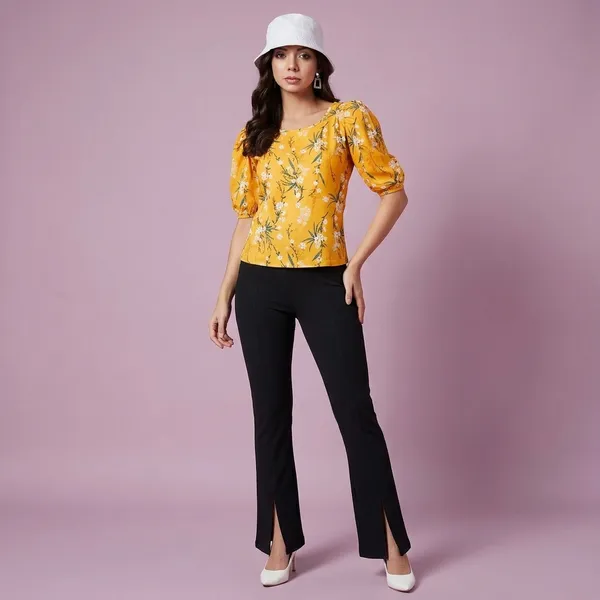 Cotton_Floral_Stretchable_Puff_Sleeve_Top