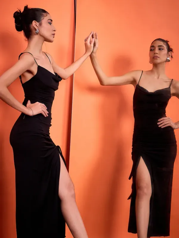 Cowl_Neck_Drawstring_Bodycon_Dress_black