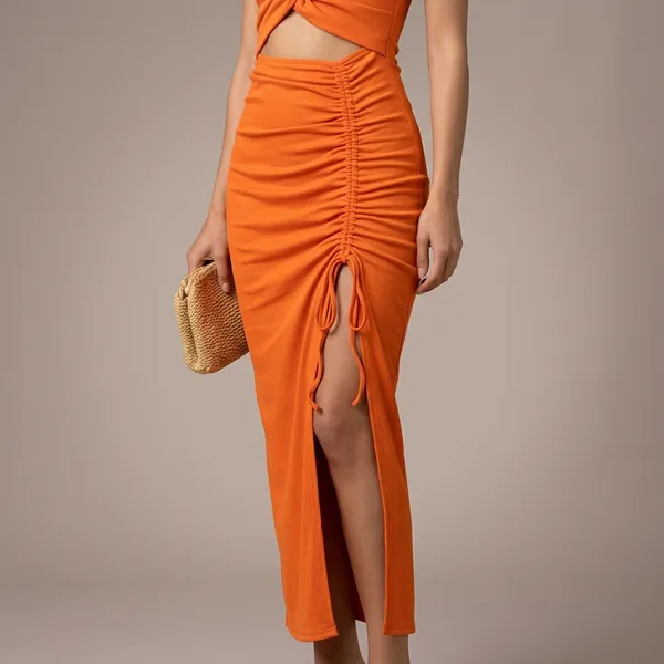 Stretchable_Knotted_Cutout_Ruched_Midi_Dress